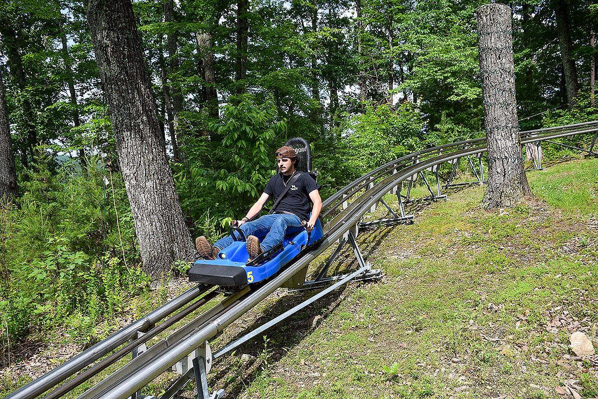 Family enjoying activities at Goats on the Roof in Wears Valley Tennessee