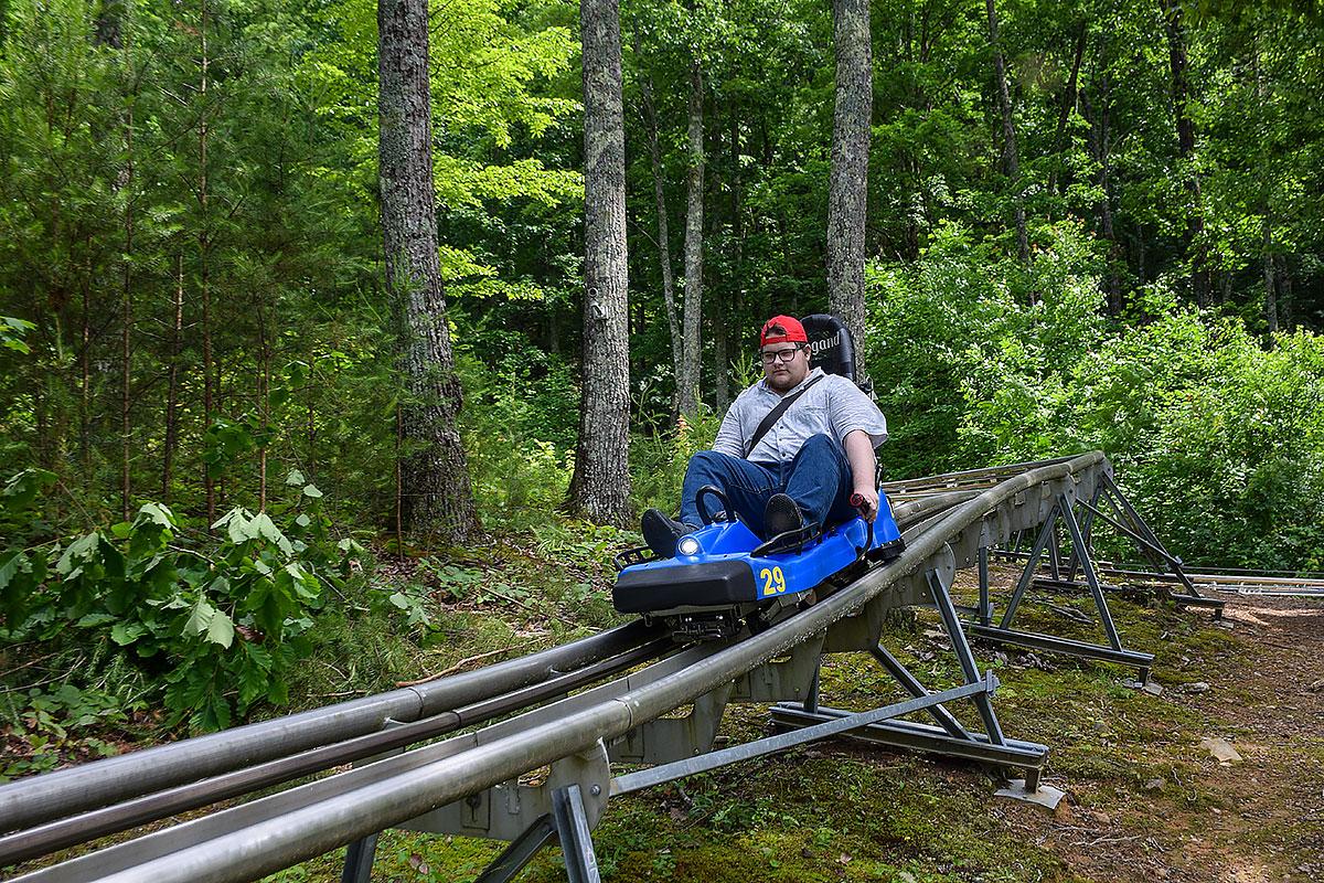 First time visitors enjoying Goats on the Roof in Wears Valley Tennessee
