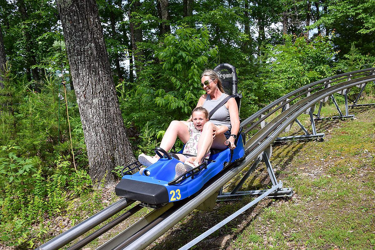 Mountain coaster ride at Goats on the Roof in Wears Valley Tennessee